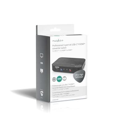 HDMI-Converter | 1x USB-C / 2x HDMI Input | 1x HDMI Output | 1-weg | 4K@60Hz | 18 Gbps | ABS | Antraciet