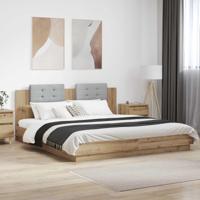 Bedframe met Hoofdeinde Artisan Eiken 200 x 200 cm Bewerkt hout - thumbnail