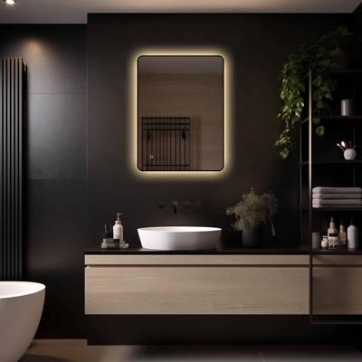 LoXa - Badkamerspiegel Valencia 80x60 - LED - Zwarte omlijsting - IP44 - Dimbaar - Condensvrij - Moderne spiegel