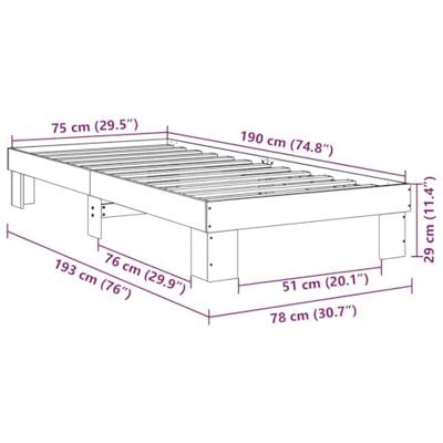 Bedframe zonder matras 75x190 cm massief hout eiken