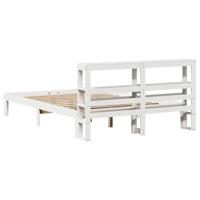 Bedframe met hoofdeinde zonder matras 140x190 cm wit - thumbnail