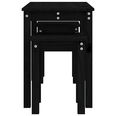 Tafeltjesset 3 st massief grenenhout zwart