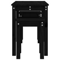 Tafeltjesset 3 st massief grenenhout zwart - thumbnail