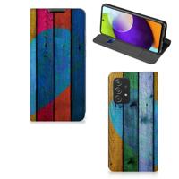 Samsung Galaxy A52 Book | Wallet Case | Wood Heart - Cadeau voor je Vriend - thumbnail