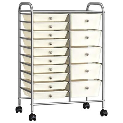VidaXL Opbergtrolley met 15 lades mobiel xxl kunststof wit VidaXL Opbergtrolley met 15 lades mobiel xxl kunststof wit