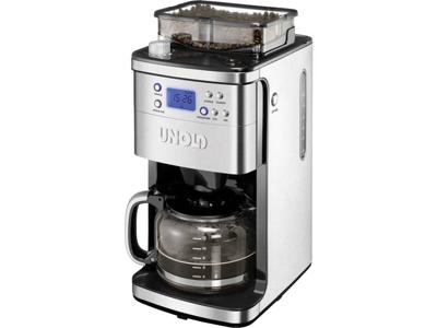 Unold Koffiezetapparaat RVS, Zwart Capaciteit koppen: 12 Display, Glazen kan, Timerfunctie, Warmhoudfunctie, Met koffiemolen