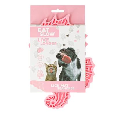 Eat Slow Live Longer Likmat zeepaardje - 22 x 16,5 cm - snuffelmat - anti-snuffelmat - slow feeder - honden en katten - 100% siliconen - met zuignappen - vaatwasmachinebestendig - blauw