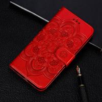 Mandala reliëf patroon horizontale Flip lederen case voor Samsung Galaxy S10 5G met houder & kaartsleuven & portemonnee & foto frame & Lanyard (rood - thumbnail