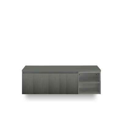 Frozen 3d Badmeubelset 140 cm - Greeplijst in kleur - Wastafel Regaalk - met Bovenblad Petrol Mat