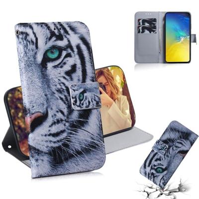 Tiger patroon gekleurde tekening horizontale Flip lederen case voor Galaxy S10 E met houder & card slots & portemonnee
