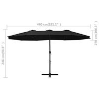 Parasol met aluminium paal 460x270 cm zwart - thumbnail