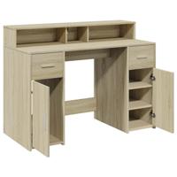Bureau met LED-verlichting 120x55x91 cm hout sonoma eikenkleur - thumbnail