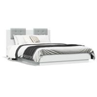 Bedframe met hoofdeinde en LED-verlichting wit 140x190 cm - thumbnail