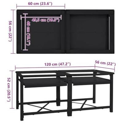 VidaXL Wasmachine pedestal 2 pcs zwart 120 x 56 x 52 cm staal