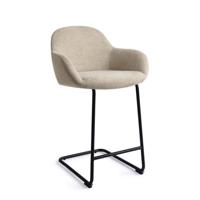 Jesper Home Barkruk 'Kushi' Arch Black, kleur Ivory Ivy (zithoogte 68cm) - thumbnail