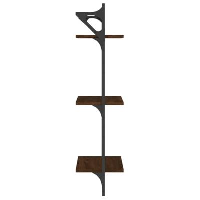 Wandschappen 3-laags met stangen 2 st 30x25x100 cm bruineiken