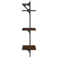 Wandschappen 3-laags met stangen 2 st 30x25x100 cm bruineiken - thumbnail