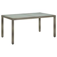 Tuintafel 150x90x75 cm gehard glas en poly rattan grijs - thumbnail