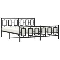 Bedframe met hoofd- en voeteneinde metaal zwart 183x213 cm - thumbnail