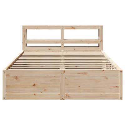 Bedframe met hoofdbord massief grenenhout 140x190 cm - thumbnail