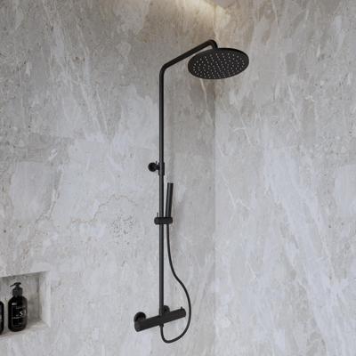BWS Regendouche Opbouwset Thermostatisch 25cm Mat Zwart