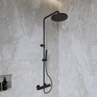 BWS Regendouche Opbouwset Thermostatisch 25cm Mat Zwart - thumbnail