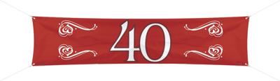 Spandoek 40 Jaar Jubileum Robijn Rood