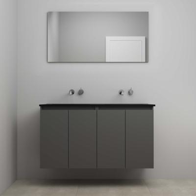 On-Line Badkamermeubelset - 120 cm - Voorgemonteerd - Greeploze Ladestructuur - Acryl Wastafel - zonder Kraangat - Spiegel - Mat Antraciet - V02
