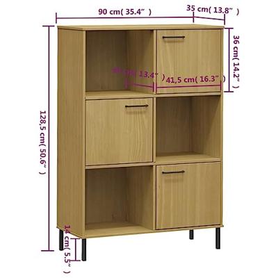 Boekenkast met metalen poten OSLO 90x35x128,5 cm hout bruin