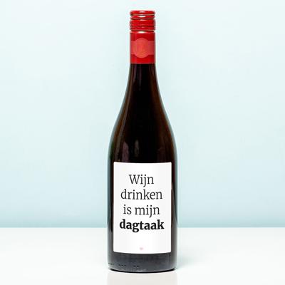 Wijnfles Wijn Drinken Is Nu Mijn Dagtaak - Rood (Merlot)