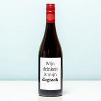 Wijnfles Wijn Drinken Is Nu Mijn Dagtaak - Rood (Merlot) - thumbnail