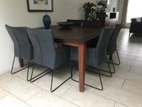 Set van 6 leren eetkamerstoelen - met designpoot - blauw leer - Echt leer, Industrieel, ontdek de vele Leersoorten en Kleuren bij ShopX - thumbnail