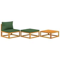 3-delige Loungeset met kussens massief acaciahout - thumbnail