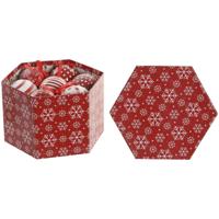 Kerstbal Home ESPRIT Wit Rood PVC (14 Onderdelen) - thumbnail