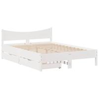 Bedframe met lades massief grenenhout wit 120x190 cm - thumbnail