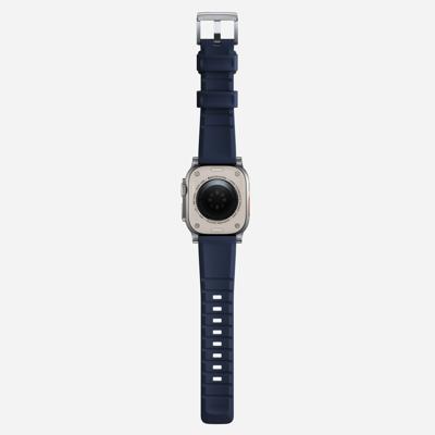 Nomad Rugged Strap Apple Watch (Ultra) 42mm / 44mm / 45mm / 49mm Atlantic Blue Connector Silver