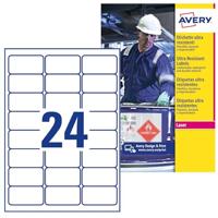 Avery-Zweckform L7912-10 Folie-etiketten 63.5 x 33.9 mm Polyethyleen folie Wit 240 stuk(s) Permanent hechtend Laser (kleur), Laser (zwart/wit), Kopiëren - thumbnail