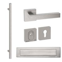 Hardbrass Voordeurset vierkant met greep Toronto 1160mm SKG3 met kerntrekbeveiliging - RVS - thumbnail