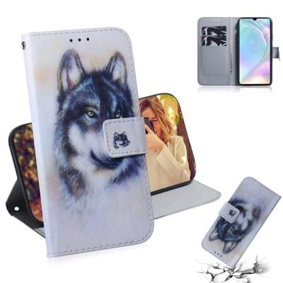 Witte Wolf patroon gekleurde tekening horizontale Flip lederen case voor Huawei P30 met houder & card slots & portemonnee Witte Wolf patroon gekleurde tekening horizontale Flip lederen case voor Huawei P30 met houder & card slots & portemonnee