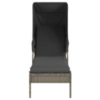 Ligbedden 2 st met luifels en tafel poly rattan grijs - thumbnail
