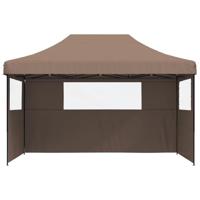 Partytent inklapbaar pop-up met 3 zijwanden bruin - thumbnail