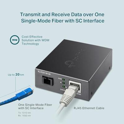 TP-LINK TL-FC311B-20 netwerk media converter 1000 Mbit/s 1550 nm Single-mode Zwart TP-LINK TL-FC311B-20 netwerk media converter 1000 Mbit/s 1550 nm Single-mode Zwart