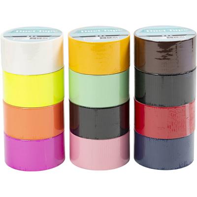 Creativ Company Duck tape, effen kleur, b: 48 mm, diverse kleuren, 12x5 m/ 1 doos