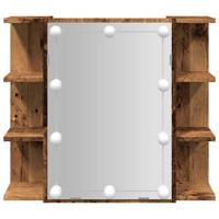 Spiegelkast met LED-verlichting 70x16,5x60 cm oud houtkleurig - thumbnail