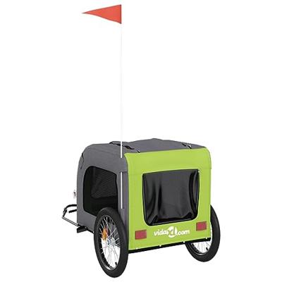 Hondenfietstrailer oxford stof en ijzer groen en grijs - thumbnail