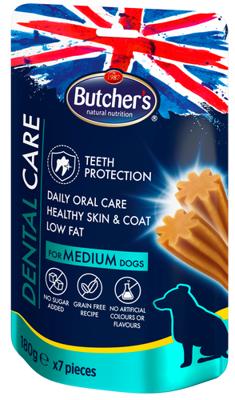 BUTCHER'S Dental Care - dental snack voor middelgrote honden - 180g