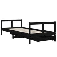 Kinderbedframe 80x200 cm massief grenenhout zwart - thumbnail