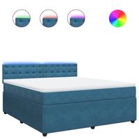 Boxspring met matras fluweel blauw 180x200 cm - thumbnail