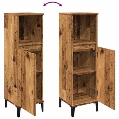 Badkamerkast 30x30x100 cm bewerkt hout oud houtkleurig