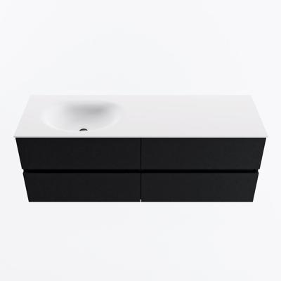 MONDIAZ VICA 140cm badmeubel onderkast Urban 4 lades. Wastafel MOON links zonder kraangat, kleur Talc.